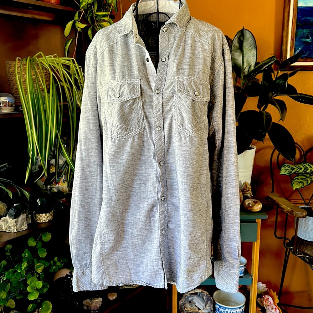 Men’s BKE button up dress shirt work standard fit M medium snap fancy western
